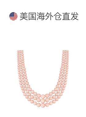 自营Ross-Simons 6-12 毫米粉色贝壳珍珠 3 链纯银项链 - 18 英寸