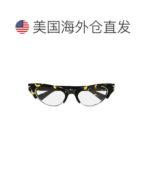 自营bottega veneta猫眼太阳镜配黄色龟甲色-黑色 美国奥莱直发