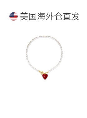 自营classicharmsEsmee 红釉心形吊坠珍珠项链 - 红色 美国奥莱直