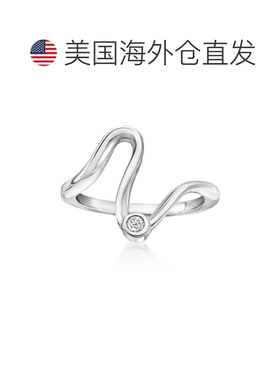 自营RS Pure by Ross-Simons Bezel-Set Diamond Wave Ring in St