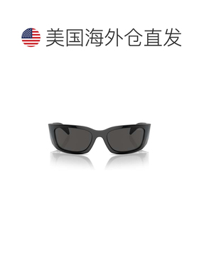 自营pradaBlack 0pr A19s Rectangular Faceted Sunglasses - gre