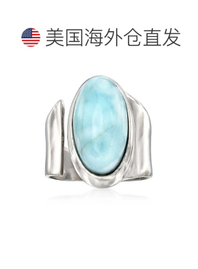 自营Ross-Simons Larimar 925 纯银环绕式戒指 - 蓝色 美国奥莱直