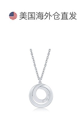 自营 simona925 纯银 0.015cttw 钻石双漩涡设计项链 - 银白色 美