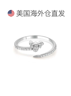 自营sabrina14K White Gold Diamond Bee Open Ring - white gold
