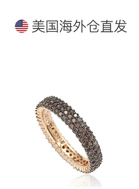 自营 Suzy Levian 玫瑰纯银微密钉棕色方晶锆石永恒戒指 - 棕色