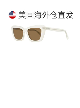 自营Max Mara女士锥形矩形太阳镜MM0171 25E透明象牙色54mm-25e