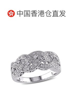 自营mimi & max1/8 CT TW 925 纯银编织钻石戒指 - 白色 美国奥莱