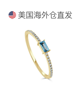自营sabrina14K Yellow Gold Light Blue Topaz & Diamond Band -