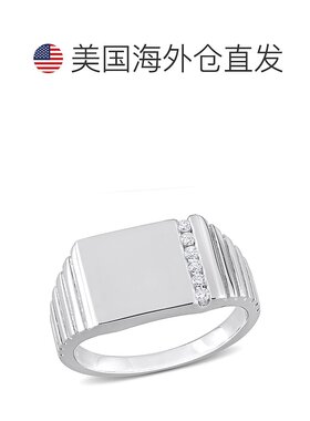 自营 925 纯银 Mimi & Max 1/10 克拉 TDW 钻石男士戒指 - 白色