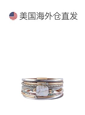 自营 liv oliver18k 金多排灰色皮革珍珠手链 - 金 美国奥莱直发