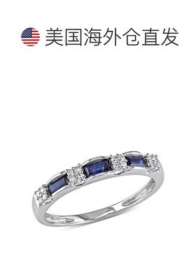 自营 mimi & max1/2 CT TGW 10K 白金蓝宝石和钻石装饰永恒戒指 -