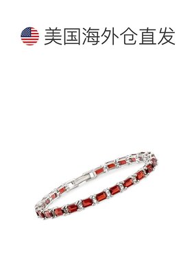 自营 925 纯银 Ross-Simons 祖母绿切割石榴石网球手链 7.5 英寸