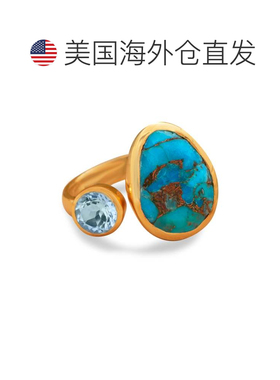 自营 liv oliver18k 镀金蓝色托帕石和绿松石戒指 - 蓝色 美国奥
