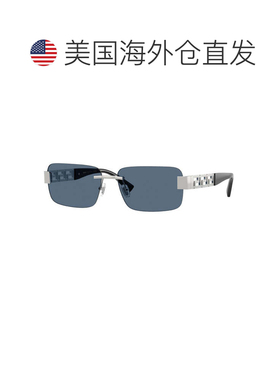 自营versace范思哲太阳镜矩形无框，银色镜框和蓝色镜片Ve2298100
