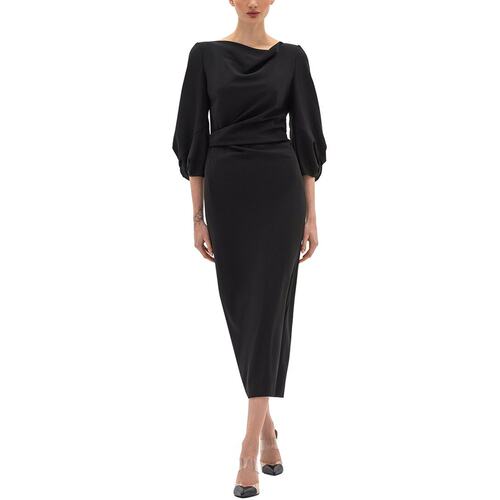 自营BGL Wool-Blend Midi Dress - black 美国奥莱直发连衣裙 - 图0