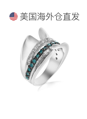 自营 vir jewels 3/4 cttw 蓝色和白色钻石戒指 .925 纯银配铑 -