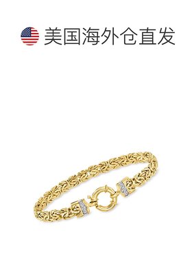 自营 Ross-Simons 14 克拉黄金拜占庭式手链带钻石口音 7 英寸 美