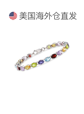 自营925 纯银 Ross-Simons 多石链式手链 8 英寸 美国奥莱直发