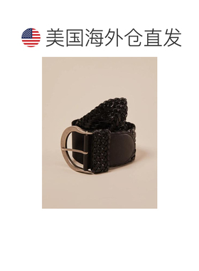 自营lucky brand幸运品牌宽编织腰带-黑色 美国奥莱直发