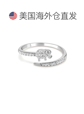 自营sabrina14K White Gold Diamond Elephant Open Ring - white