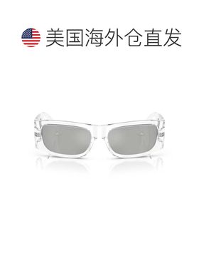 自营versace透明0VE4482镜片徽标注入矩形太阳镜-白色 美国奥莱直