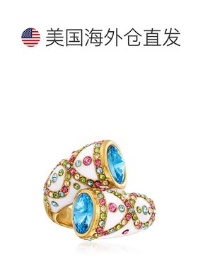 自营 Ross-Simons 多色水晶和蓝色施华洛世奇水晶戒指，18 克拉金