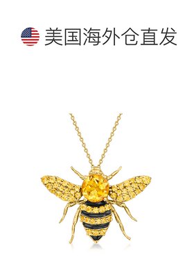 自营 Ross-Simons 黄水晶大黄蜂别针/吊坠项链，18kt 金镀银 - 18