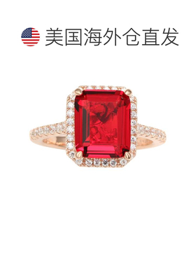 自营Suzy Levian Rose 纯银大号祖母绿切割红色和白色方晶锆石光