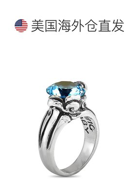 自营King Baby 银色和蓝色托帕石花卉图案戒指 - 多色 【美国奥莱