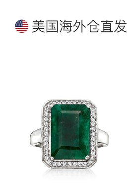 自营 ross-simons 罗斯-西蒙斯翡翠和 . 925 纯银钻石戒指 - 绿色