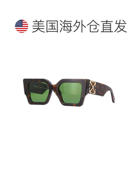 自营off-white米白色方形全边太阳镜，哈瓦那框架和绿色镜片Oeri1