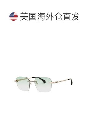 自营Palm Angels几何无边太阳镜，金色边框和绿色渐变镜片Peri10G