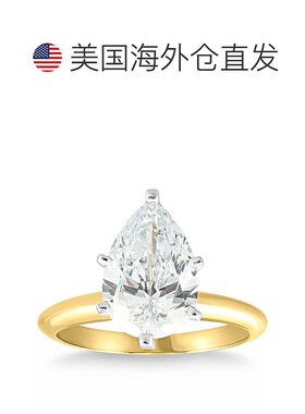 自营 pompeii3认证 4 克拉梨形单石钻石订婚戒指 14k 金实验室种