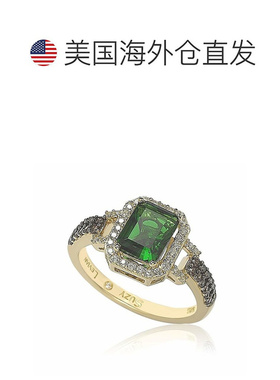 自营 Suzy Levian Golden Sterling Silver Emerald-Cut Green an