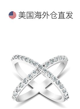 自营 pompeii31 克拉钻石 X 戒指宽女式时装设计师乐队 14k 白金