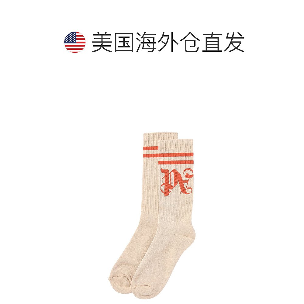 自营Palm Angels PA Monogram Striped Socks - beige 美国奥莱直 - 图1