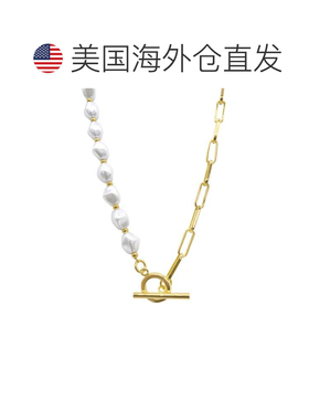 自营Adornia 珍珠和回形针链扣项链金色 - 白色 美国奥莱直发