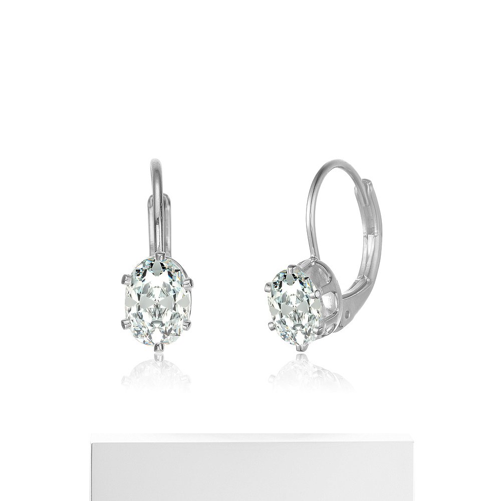 GENEVIVE Sterling Silver Cubic Zirconia Leverback Drop Earri - 图3