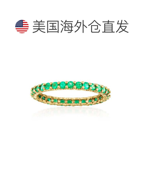自营Ross-Simons Emerald Eternity Band in 14kt Yellow Gold -