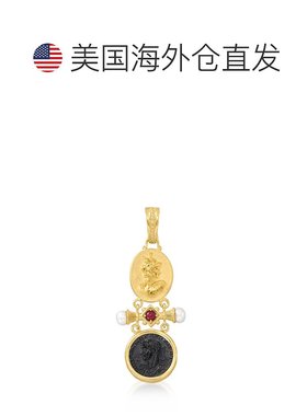 自营 Ross-Simons 意大利塔利亚蒙特黑玛瑙和 .红宝石浮雕吊坠配