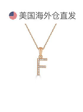 自营sabrina14k 玫瑰金和钻石初始项链 - 玫瑰 f 美国奥莱直发