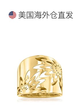 自营 Ross-Simons 意大利 14kt 黄金镂空花卉戒指 - 黄色 美国奥