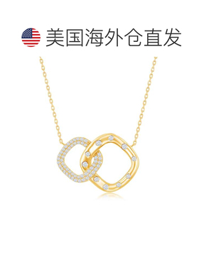 自营simona925 纯银微型密钉 CZ 互扣式钻石形项链 - 黄金 美国奥