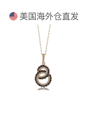 自营Suzy Levian Rose 纯银棕色立方氧化锆联锁双环吊坠 - 棕色