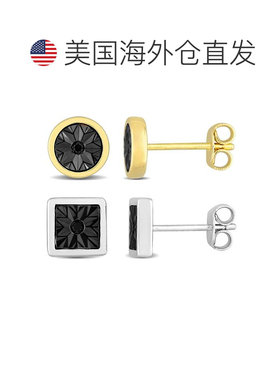 自营Mimi & Max Men's Square Round Black Diamond Stu 美国奥