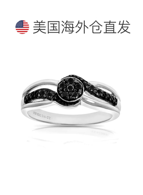 自营vir jewels 1/4 克拉黑色钻石订婚戒指 .925 纯银配黑铑 - 银