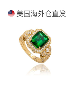 自营Suzy Levian Yellow Sterling Silver Emerald-Cut Blue and