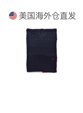 自营tommy hilfiger带色块设计和纹理图案的电缆针织围巾-黑色 美