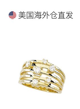 自营 pompeii33/4 克拉钻石多排宽右手戒指 10k 白金或黄金 - 10k