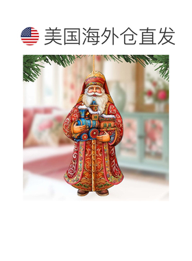 自营2 件套 - 圣诞老人迷你假日快车木制圣诞装饰品，G. Debrekht